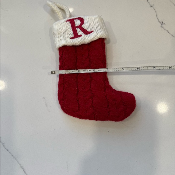 Red Knit Christmas Stocking Ornament Letter R - Picture 5 of 5